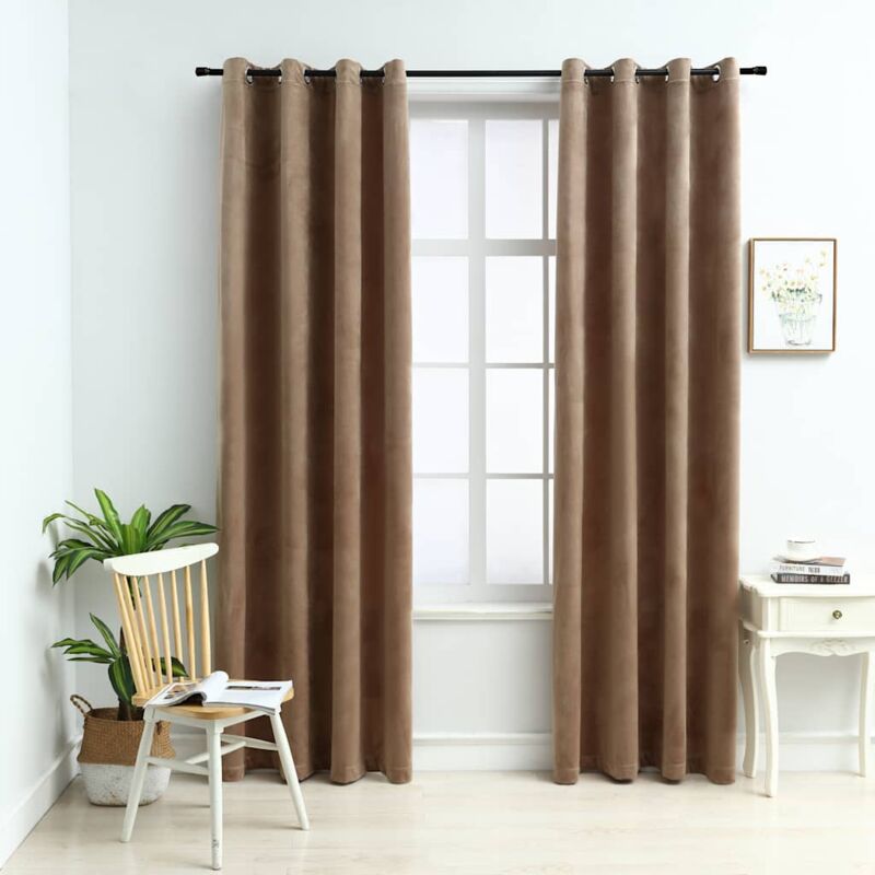 foto del prodotto vidaxl tende oscuranti con anelli 2 pz beige in velluto 140x175 cm