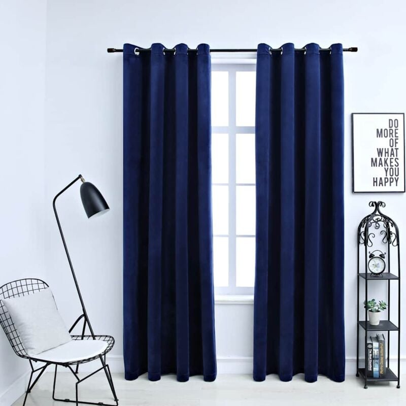 foto del prodotto vidaxl tende oscuranti con anelli 2 pz blu scuro in velluto 140x175 cm