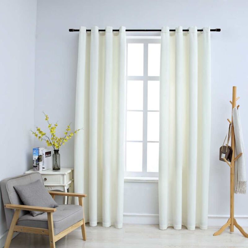 foto del prodotto vidaxl tende oscuranti con anelli 2 pz crema in velluto 140x225 cm