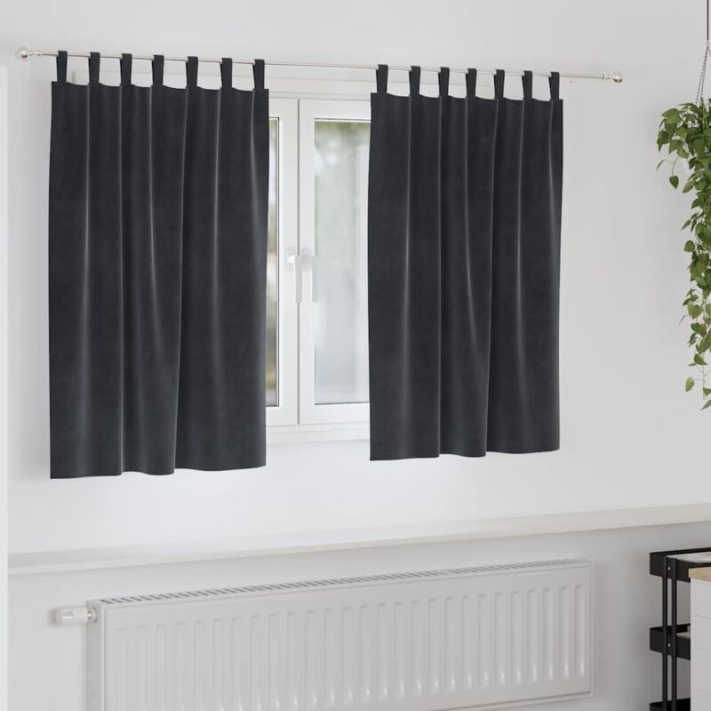 foto del prodotto vidaxl tende oscuranti con anelli 2 pz grigio scuro in velluto