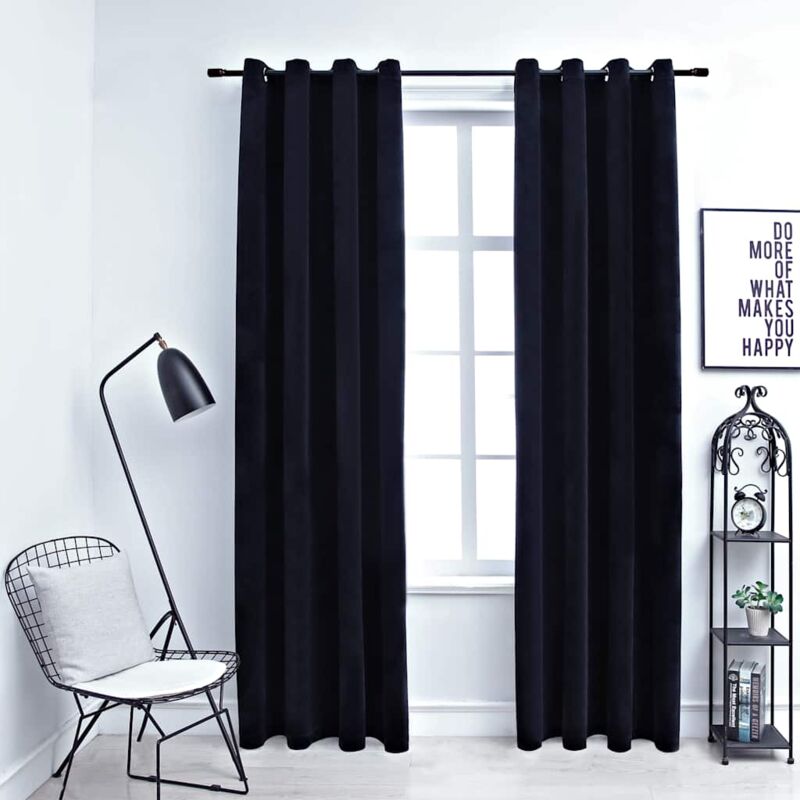 foto del prodotto vidaxl tende oscuranti con anelli 2 pz nere in velluto 140x245 cm