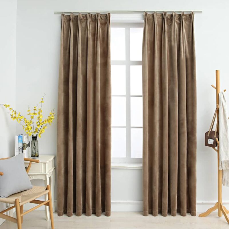 foto del prodotto vidaxl tende oscuranti con ganci 2 pz beige in velluto 140x225 cm