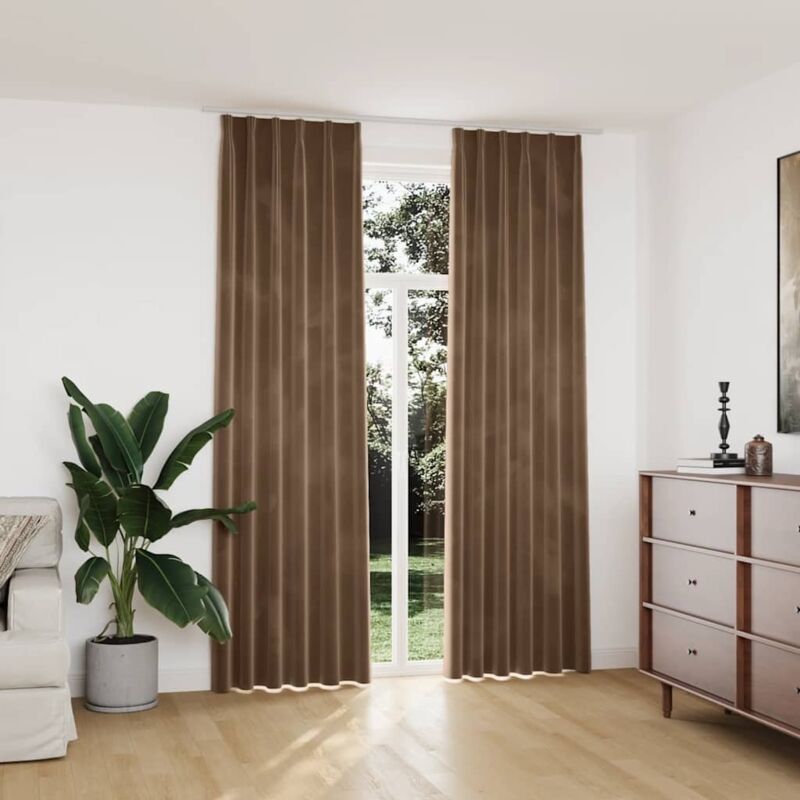 foto del prodotto vidaxl tende oscuranti con ganci 2 pz beige in velluto 140x245 cm