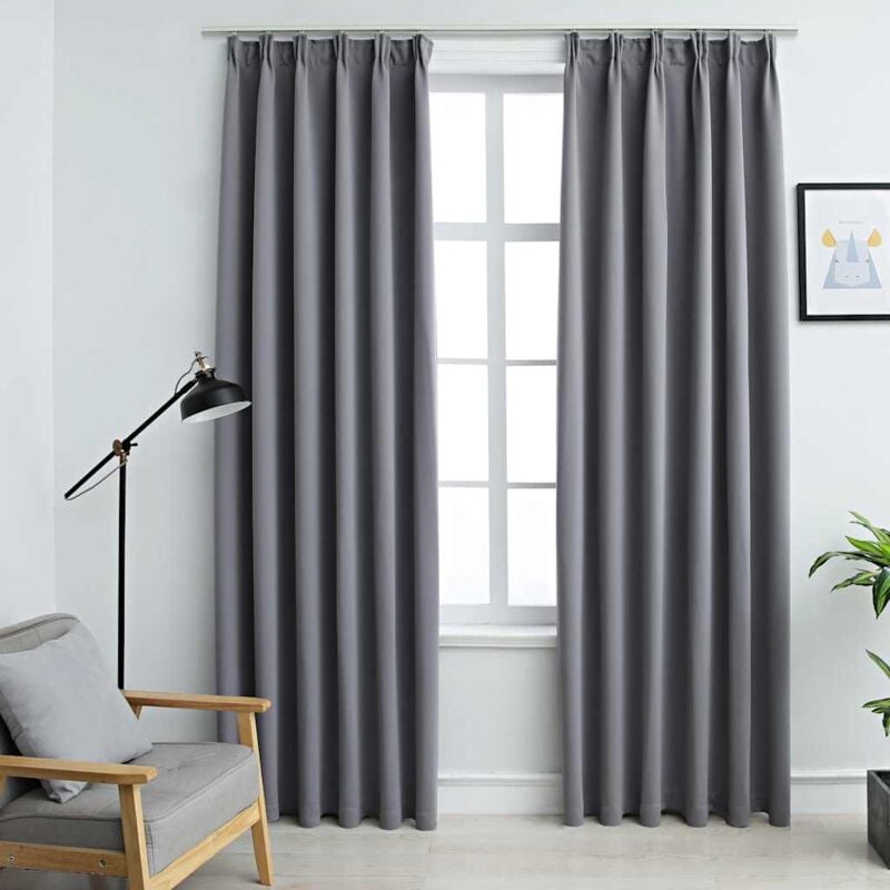 foto del prodotto vidaxl tende oscuranti con ganci 2 pz grigie 140x175 cm