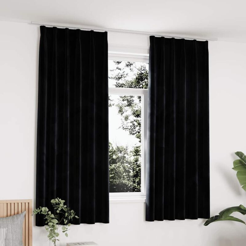 foto del prodotto vidaxl tende oscuranti con ganci 2 pz nere in velluto 140x175 cm