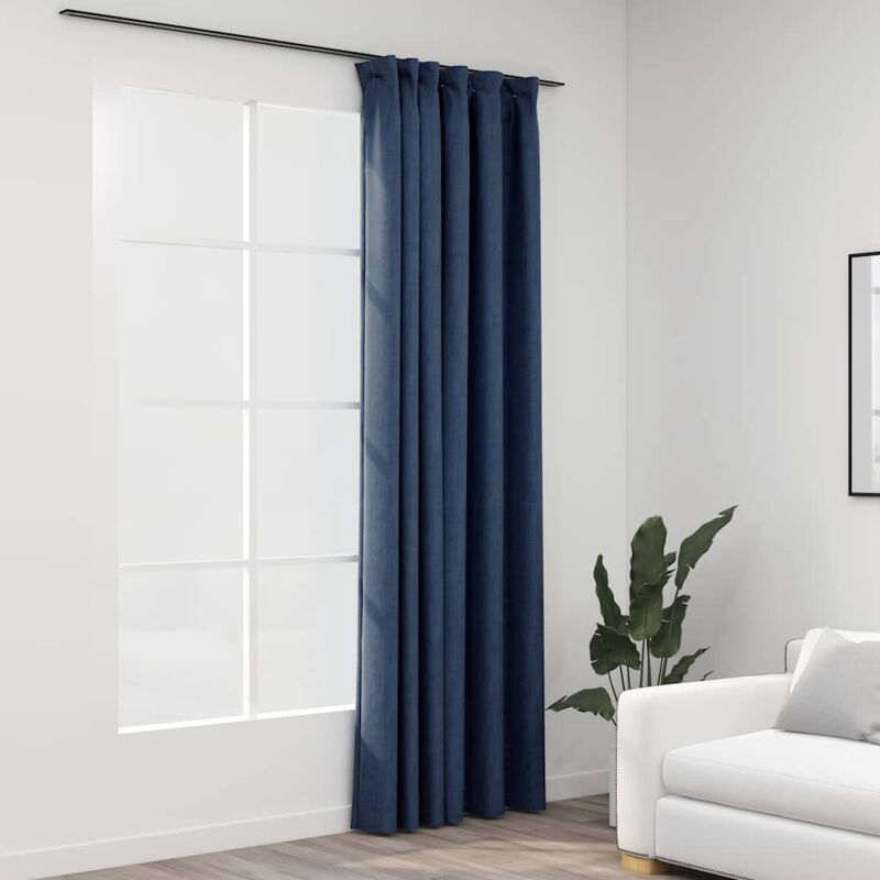 foto del prodotto vidaxl tende oscuranti con ganci effetto lino blu 290x245 cm