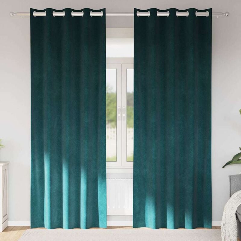 foto del prodotto vidaxl tende oscuranti con occhielli 2 pezzi verde scuro in velluto