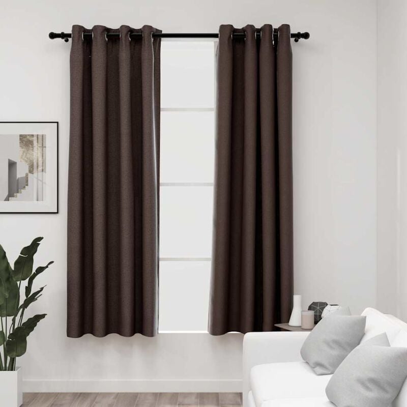 foto del prodotto vidaxl tende oscuranti effetto lino con occhielli 2 pz talpa 140x175cm