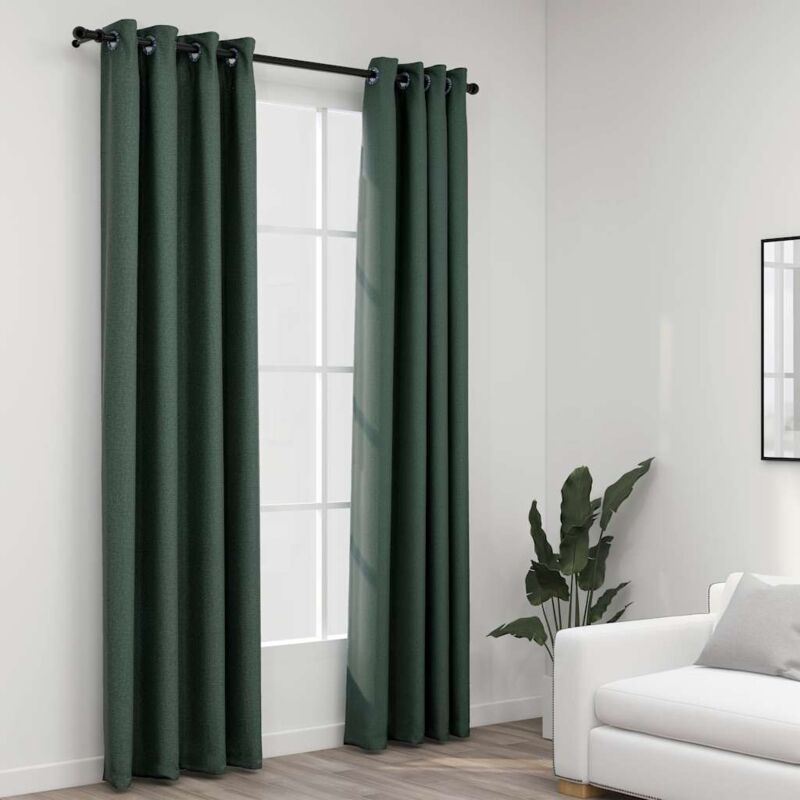 foto del prodotto vidaxl tende oscuranti effetto lino con occhielli 2 pz verdi 140x245cm