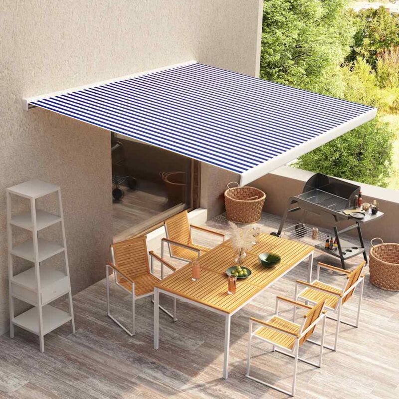 foto del prodotto vidaxl tendone parasole in tela blu e bianco 350x250 cm
