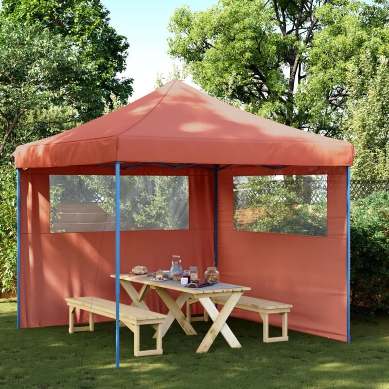 foto del prodotto vidaxl tendone per feste pieghevole pop up con 2 pareti terracotta