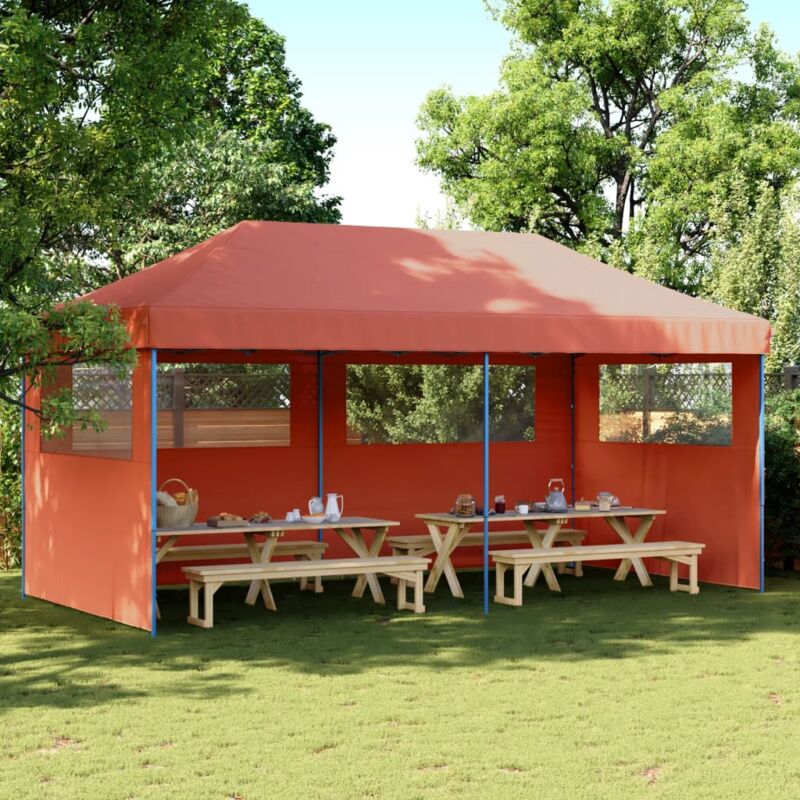 foto del prodotto vidaxl tendone per feste pieghevole pop up con 3 pareti terracotta