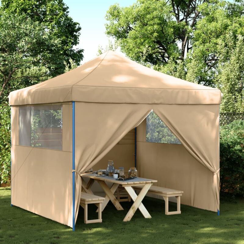 foto del prodotto vidaxl tendone per feste pieghevole pop up con 4 pareti beige