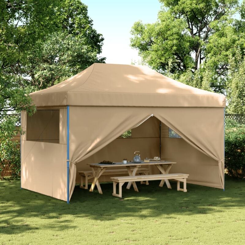 foto del prodotto vidaxl tendone per feste pieghevole pop up con 4 pareti beige