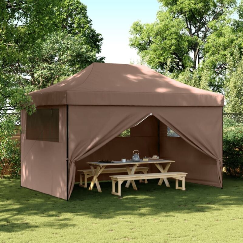 foto del prodotto vidaxl tendone per feste pieghevole pop up con 4 pareti marrone