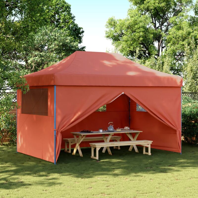 foto del prodotto vidaxl tendone per feste pieghevole pop up con 4 pareti terracotta