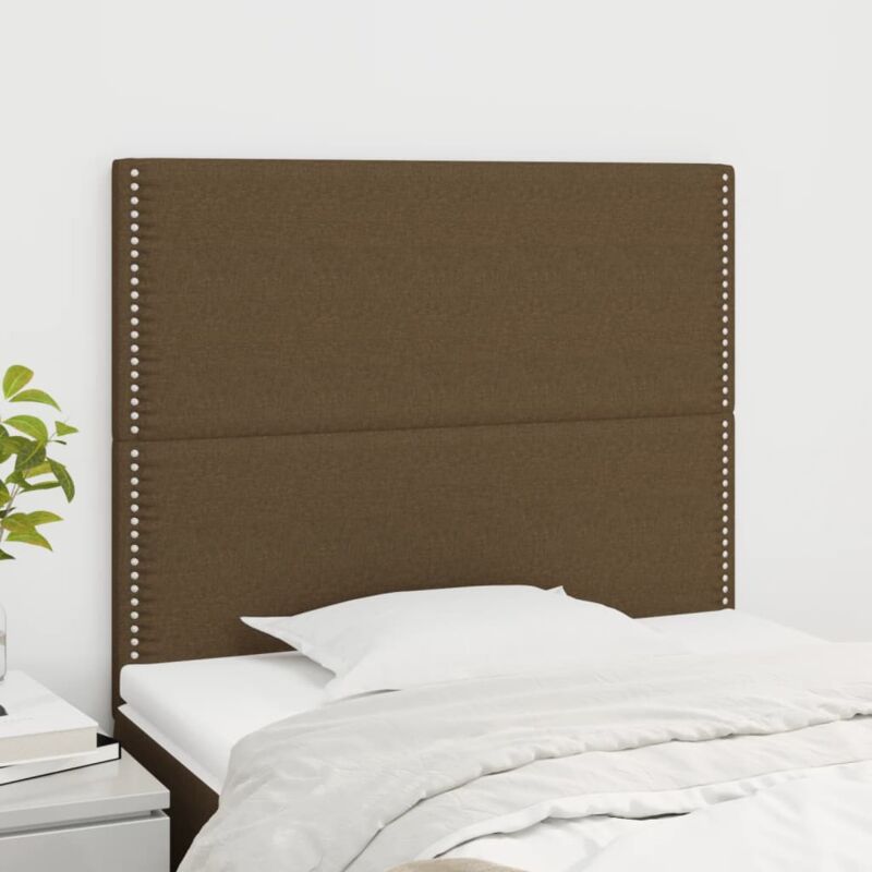 foto del prodotto vidaxl testiera 2 pz marrone scuro 100x5x78 88 cm in tessuto