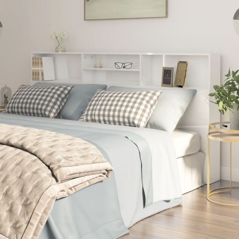 foto del prodotto vidaxl testiera 200x19x104cm con scomparti aperti design elegante vari colori colore bianco lucido