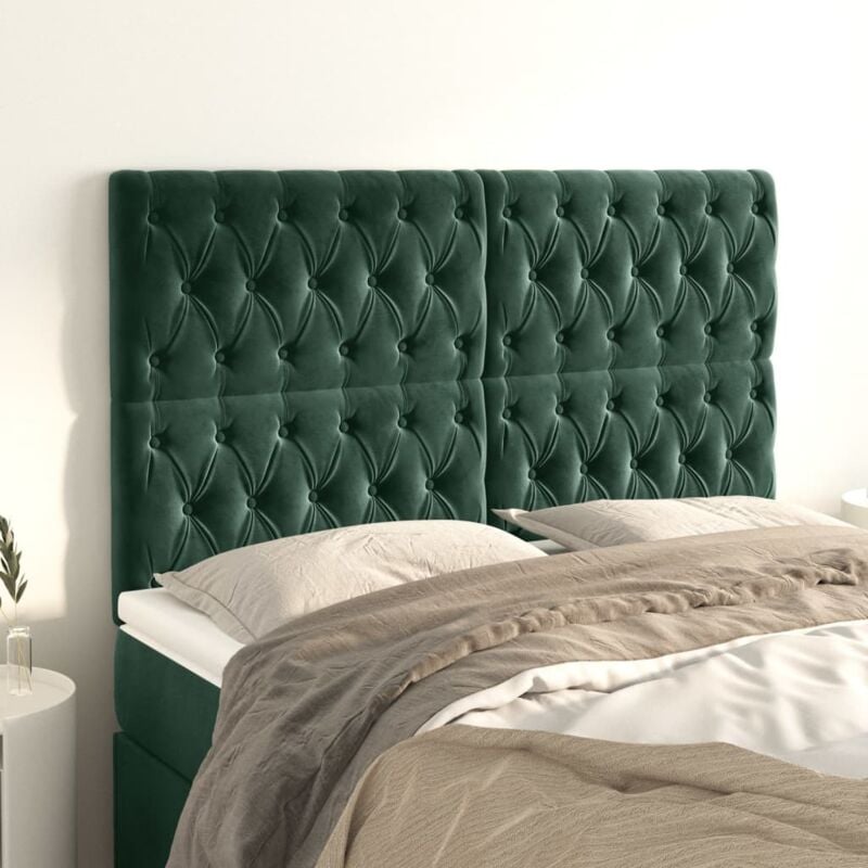 foto del prodotto vidaxl testiera 4 pz verde scuro 80x7x78 88 cm in velluto 543873