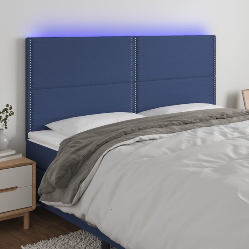 foto del prodotto vidaxl testiera a led blu 180x5x118 128 cm in tessuto