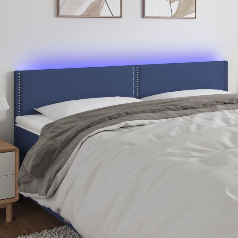 foto del prodotto vidaxl testiera a led blu 180x5x78 88 cm in tessuto