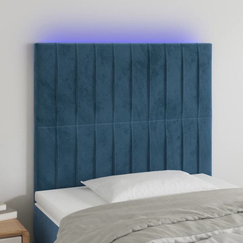 foto del prodotto vidaxl testiera a led blu scuro 80x5x118 128 cm in velluto