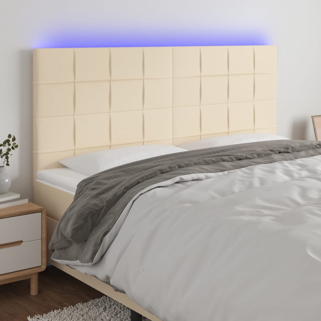 foto del prodotto vidaxl testiera a led crema 200x5x118 128cm in tessuto