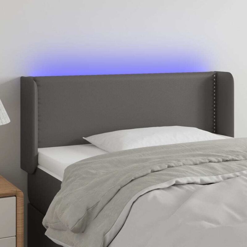 foto del prodotto vidaxl testiera a led grigio 103x16x78 88 cm in similpelle
