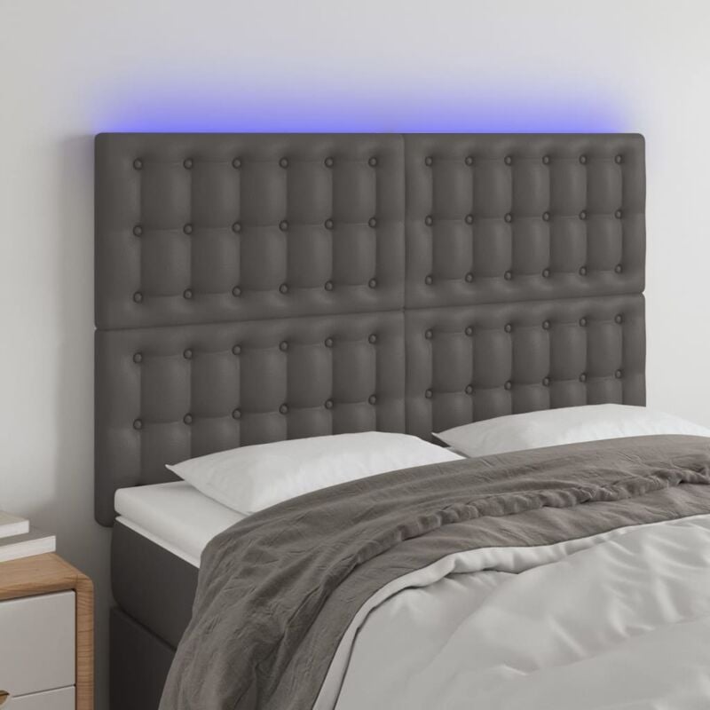 foto del prodotto vidaxl testiera a led grigio 144x5x118 128 cm in similpelle 404180