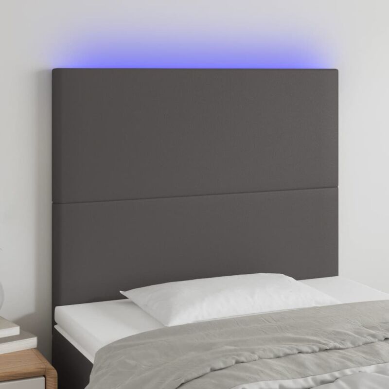 foto del prodotto vidaxl testiera a led grigio 80x5x118 128 cm in similpelle