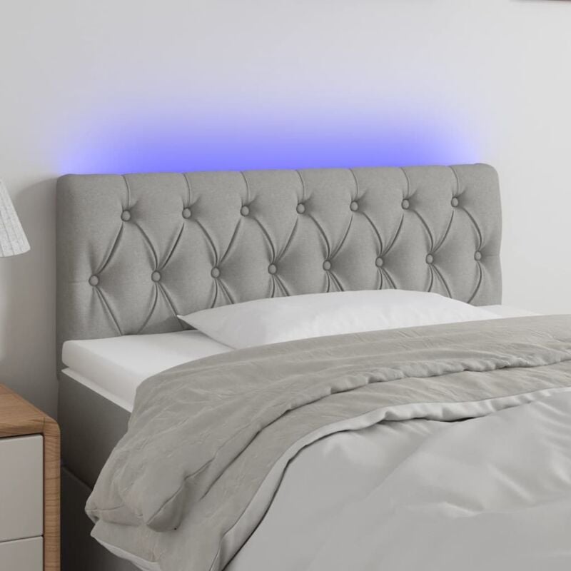 foto del prodotto vidaxl testiera a led grigio chiaro 100x7x78 88 cm in tessuto