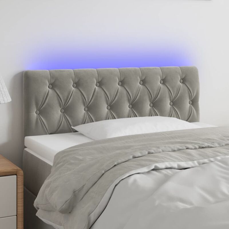 foto del prodotto vidaxl testiera a led grigio chiaro 100x7x78 88 cm in velluto