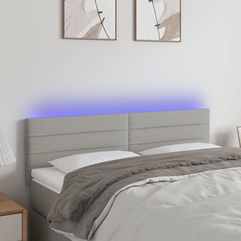 foto del prodotto vidaxl testiera a led grigio chiaro 144x5x78 88 cm in tessuto