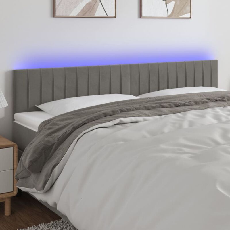 foto del prodotto vidaxl testiera a led grigio chiaro 160x5x78 88 cm in velluto