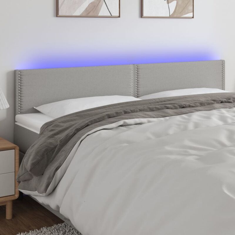 foto del prodotto vidaxl testiera a led grigio chiaro 180x5x78 88 cm in tessuto