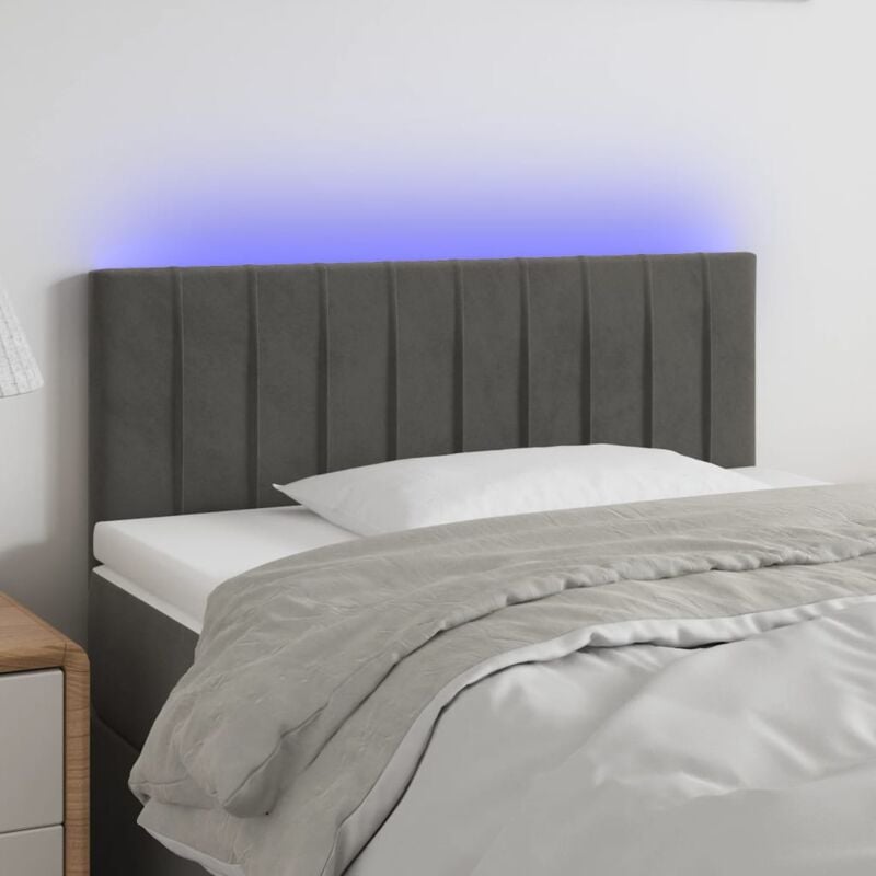 foto del prodotto vidaxl testiera a led grigio scuro 100x5x78 88 cm in velluto