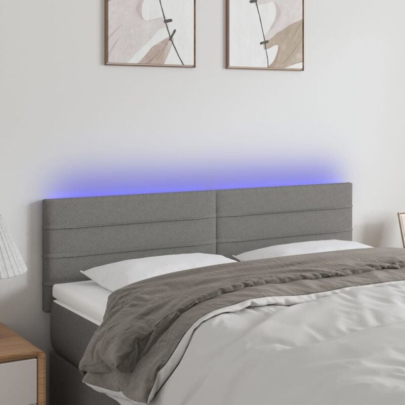 foto del prodotto vidaxl testiera a led grigio scuro 144x5x78 88 cm in tessuto