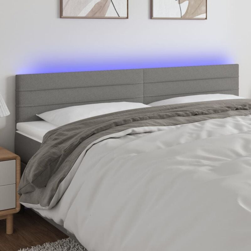foto del prodotto vidaxl testiera a led grigio scuro 160x5x78 88 cm in tessuto