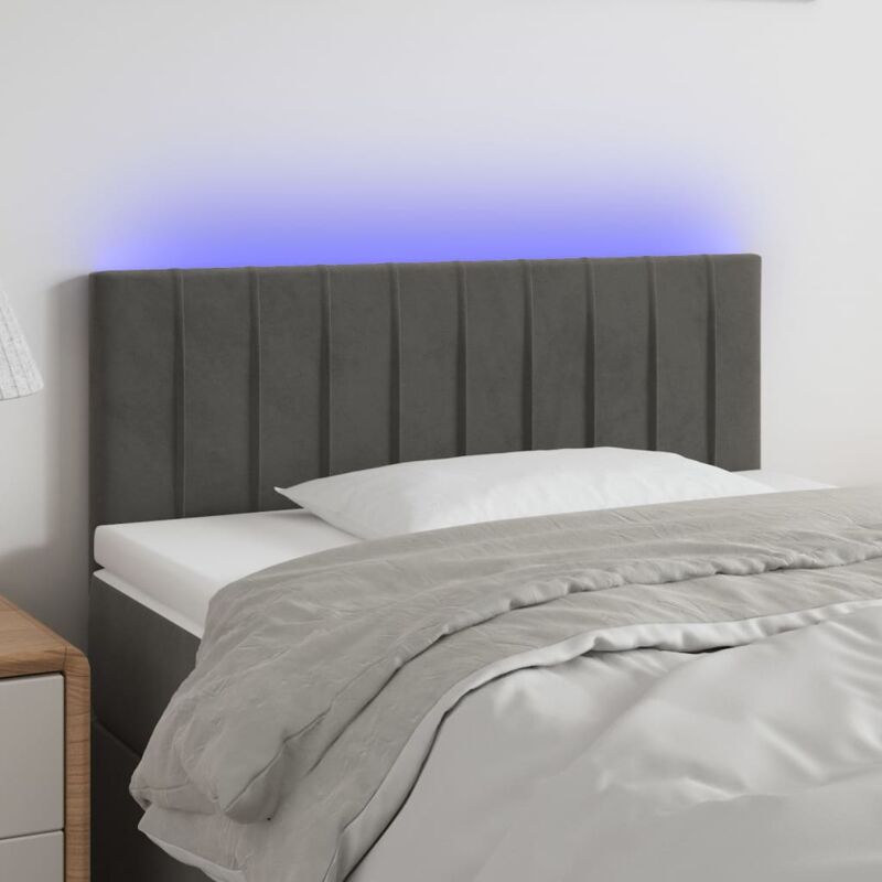 foto del prodotto vidaxl testiera a led grigio scuro 80x5x78 88 cm in velluto