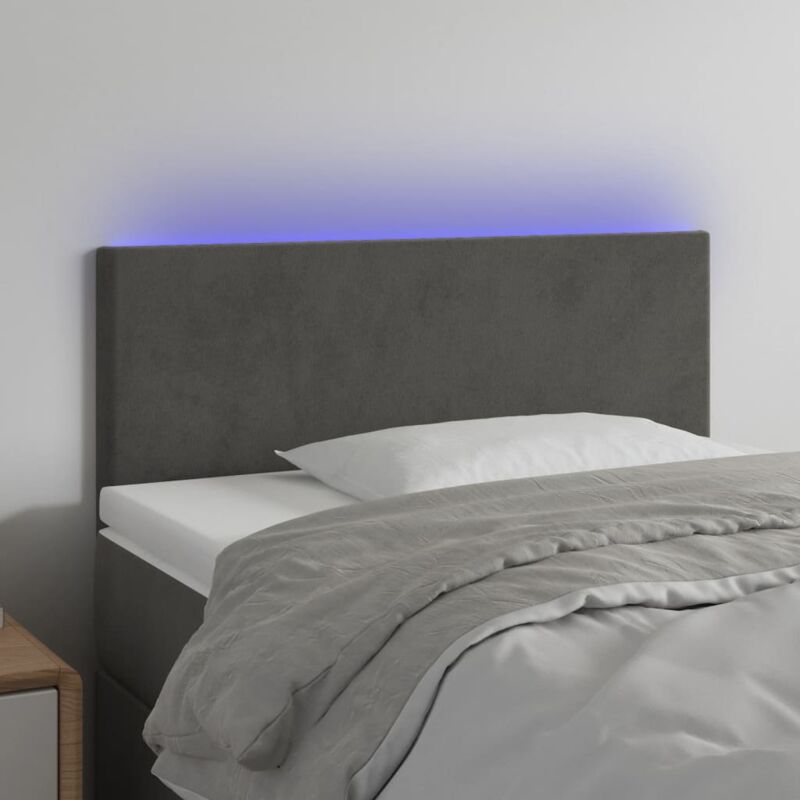 foto del prodotto vidaxl testiera a led grigio scuro 90x5x78 88 cm in velluto