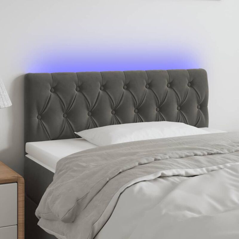 foto del prodotto vidaxl testiera a led grigio scuro 90x7x78 88 cm in velluto