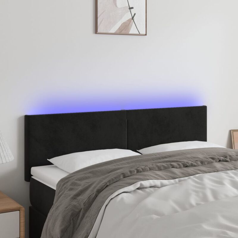 foto del prodotto vidaxl testiera a led nera 144x5x78 88 cm in velluto