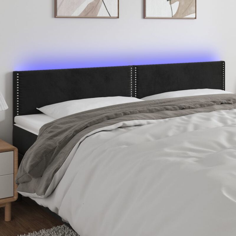 foto del prodotto vidaxl testiera a led nera 180x5x78 88 cm in velluto