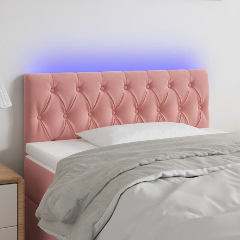 foto del prodotto vidaxl testiera a led rosa 100x7x78 88 cm in velluto