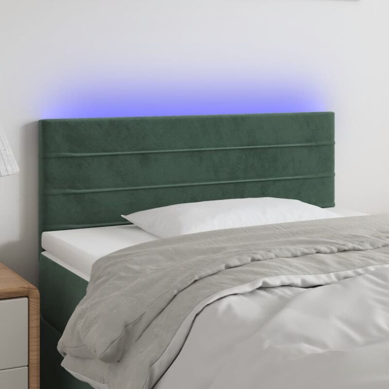foto del prodotto vidaxl testiera a led verde scuro 80x5x78 88 cm in velluto