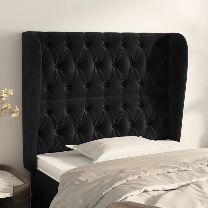 foto del prodotto vidaxl testiera ad orecchio nera 103x23x118 128 cm in velluto