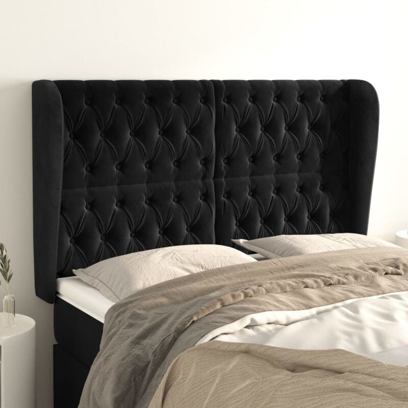 foto del prodotto vidaxl testiera ad orecchio nera 163x23x118 128 cm in velluto