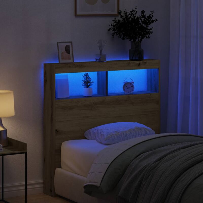 foto del prodotto vidaxl testiera con contenitore a led rovere artigianale 100x17x102 cm