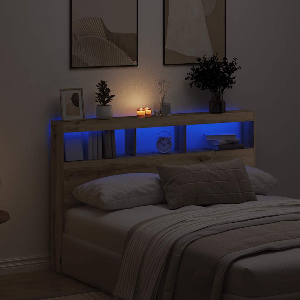 foto del prodotto vidaxl testiera con contenitore a led rovere artigianale 160x17x102 cm