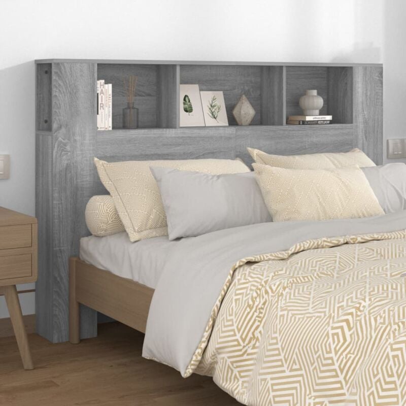 foto del prodotto vidaxl testiera con scomparti grigio sonoma 160x18,5x104,5 cm